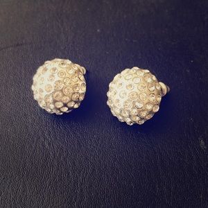Rhinestone Crystal Ball Silver Stud Earnings